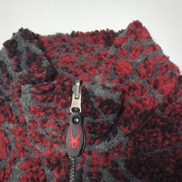 Vintage Spyder Men's Vest Fleece Red Black Web Full Zip Pockets Made USA Size XL - Picture 4 of 13